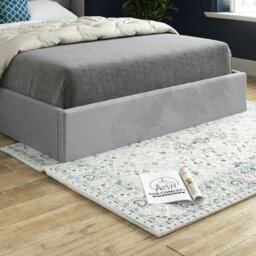 Rackhams Quanta Straight Winged Upholstered Soft Velvet Bed Frame - Grey - Blue - Small double - thumbnail 4