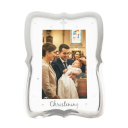Rackhams Christening Picture Frame Nickel Plated with Diamante Cross and Stars - thumbnail 3