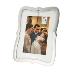 Rackhams Christening Picture Frame Nickel Plated with Diamante Cross and Stars - thumbnail 1