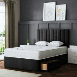 Rackhams Amelia Divan Bed with Upholstered Headboard - Two Drawers - Black - King - thumbnail 5