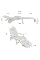 Rackhams 73.5cm W Outdoor Folding Lounge Chair Recliner with Wheels - White - thumbnail 4