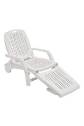 Rackhams 73.5cm W Outdoor Folding Lounge Chair Recliner with Wheels - White - thumbnail 3