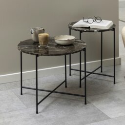 Rackhams Avila Side Table with Brown Marble Top 52x40cm - 1 - thumbnail 6