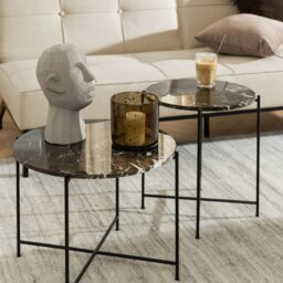 Rackhams Avila Side Table with Brown Marble Top 52x40cm - 1 - thumbnail 4