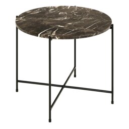 Rackhams Avila Side Table with Brown Marble Top 52x40cm - 1 - thumbnail 1