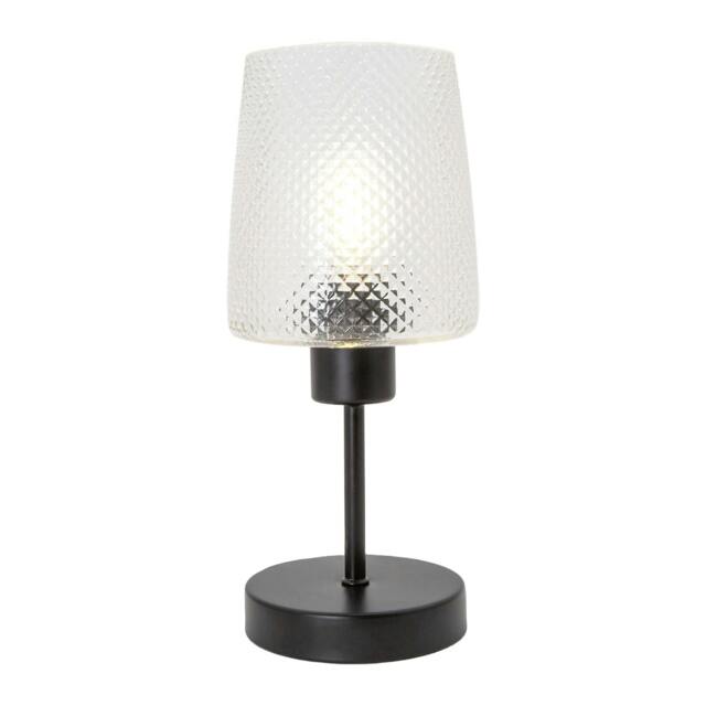 Rackhams Modern Clear Dimpled Glass Table Lamp with Matte Black Stem and Base - image 1
