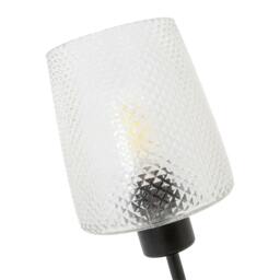 Rackhams Modern Clear Dimpled Glass Table Lamp with Matte Black Stem and Base - thumbnail 3