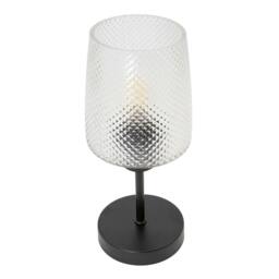 Rackhams Modern Clear Dimpled Glass Table Lamp with Matte Black Stem and Base - thumbnail 5