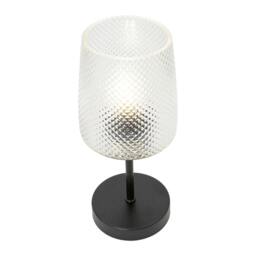 Rackhams Modern Clear Dimpled Glass Table Lamp with Matte Black Stem and Base - thumbnail 2