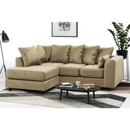 Rackhams Brooklyn Full Foam Plush Velvet Corner Sofa - Beige - Left Hand Facing