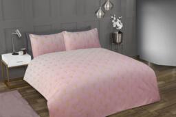 Rackhams Printed Ombre Metallic Deco Duvet with Pillowcases - Blush Pink - King (220cm x 235cm) - thumbnail 2