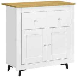 Rackhams Sideboard Storage Cabinet, Modern Kitchen Cupboard with Double Doors and Drawers for Dining Room, Living Room and Entryway, White - thumbnail 1