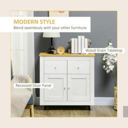 Rackhams Sideboard Storage Cabinet, Modern Kitchen Cupboard with Double Doors and Drawers for Dining Room, Living Room and Entryway, White - thumbnail 4
