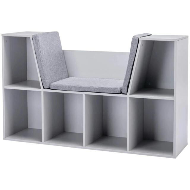 Rackhams Kids Bookcase Shelf Storage Cabinet Unit, Living Room Sideboard w/ Six Compartments for Toys, Books - Grey - image 1