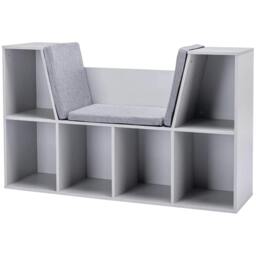 Rackhams Kids Bookcase Shelf Storage Cabinet Unit, Living Room Sideboard w/ Six Compartments for Toys, Books - Grey - thumbnail 1