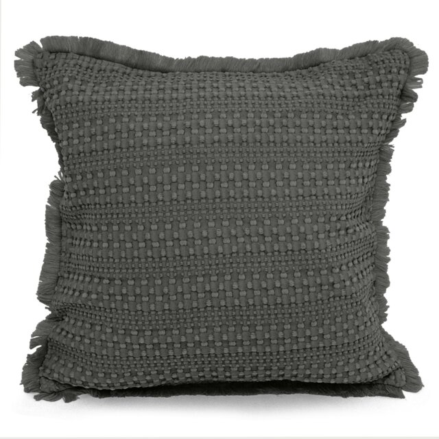 Rackhams Soft Waffle Fringe Edge Cushion - 45cm x 45cm - Charcoal - image 1