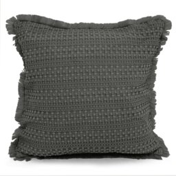 Rackhams Soft Waffle Fringe Edge Cushion - 45cm x 45cm - Charcoal - thumbnail 1