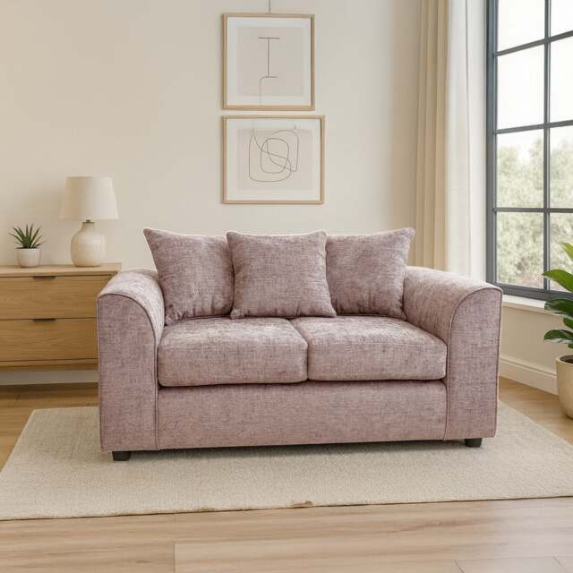 Rackhams Monaco Chenille Fabric 2 Seater Sofa - Pink - image 1