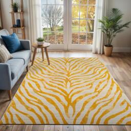 Rackhams City-Animal Print Grey Beige Yellow Boho Zebra Pattern Rug - 80 x 220 cm - thumbnail 2