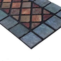 Rackhams Eco-Friendly Rubber Step Mat - Blue Border - Set of 4 - thumbnail 4