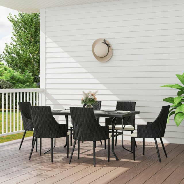 Rackhams 6 Seater Garden Furniture with Cushions & Parasol Hole - image 1