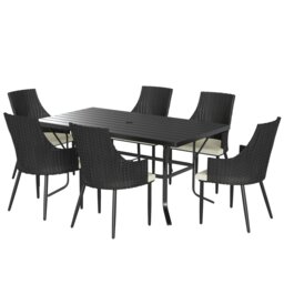 Rackhams 6 Seater Garden Furniture with Cushions & Parasol Hole - thumbnail 2