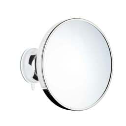Rackhams Polished Chrome Mirror with Suction Cup Mounting (200mm) 7x Magnification Bathroom Makeup or Shaving Mirror