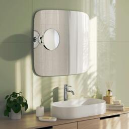 Rackhams Polished Chrome Mirror with Suction Cup Mounting (200mm) 7x Magnification Bathroom Makeup or Shaving Mirror - thumbnail 2
