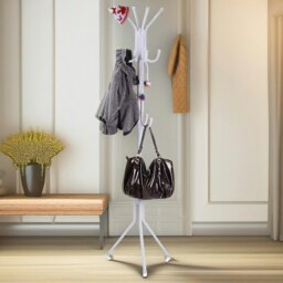 Rackhams Metal Coat Stand With 12 Hooks White - thumbnail 2