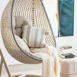 Rackhams Sutton Garden Rattan Hanging Egg Chair with Stand, Indoor/ Outdoor Furniture - thumbnail 4