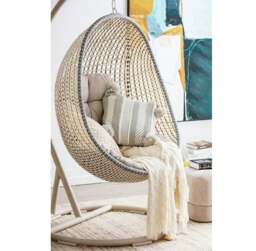 Rackhams Sutton Garden Rattan Hanging Egg Chair with Stand, Indoor/ Outdoor Furniture - thumbnail 6