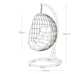 Rackhams Sutton Garden Rattan Hanging Egg Chair with Stand, Indoor/ Outdoor Furniture - thumbnail 5
