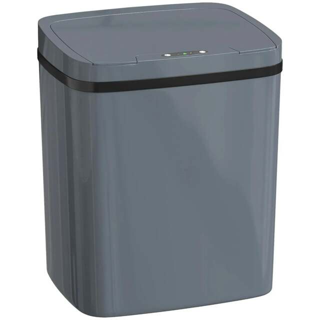 Rackhams 15L Sensor Bin, Automatic Touchless Kitchen Bin, Easy Clean, Battery Operated for Home Office, Bedroom, Bathroom, Grey