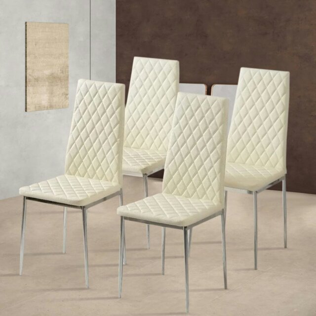Rackhams Beige PVC High Back Modern Dining Chairs Set of 2 - Beige - 2 Dining Chairs - image 1