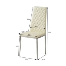 Rackhams Beige PVC High Back Modern Dining Chairs Set of 2 - Beige - 2 Dining Chairs - thumbnail 3