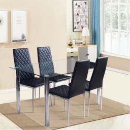 Rackhams Beige PVC High Back Modern Dining Chairs Set of 2 - Beige - 2 Dining Chairs - thumbnail 2