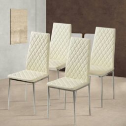 Rackhams Beige PVC High Back Modern Dining Chairs Set of 2 - Beige - 2 Dining Chairs - thumbnail 1