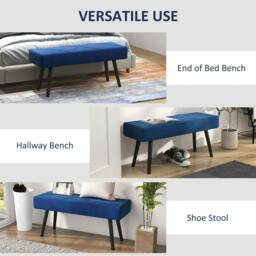 Rackhams End of Bed Bench with X-Shape Design and Steel Legs, Upholstered Hallway Bench for Bedroom, Blue - thumbnail 6