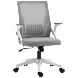Rackhams Mesh Office Chair, Desk Chair with Lumbar Support, Flip-up Armrest, Swivel Wheels, Adjustable Height, Grey - thumbnail 1