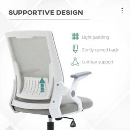 Rackhams Mesh Office Chair, Desk Chair with Lumbar Support, Flip-up Armrest, Swivel Wheels, Adjustable Height, Grey - thumbnail 5