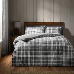 Rackhams Cosy Sherpa Check Duvet Cover Set Grey - Super King - Grey