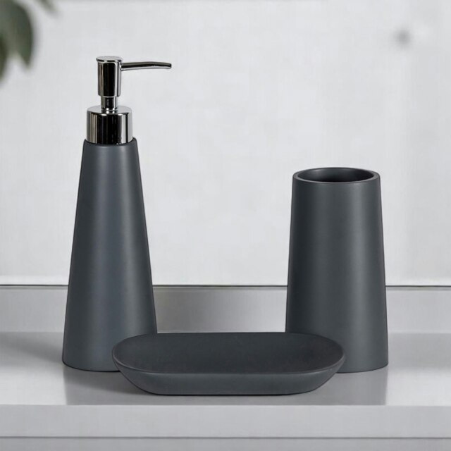 Rackhams Alto Grey 3 Piece Bathroom Accessory Set - image 1