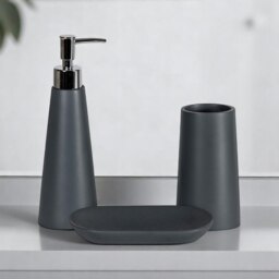 Rackhams Alto Grey 3 Piece Bathroom Accessory Set - thumbnail 1