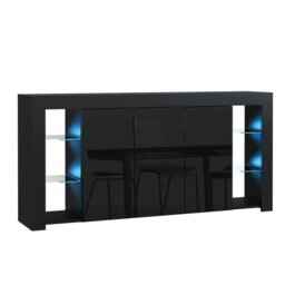 Rackhams Exclusive 164cm Sideboard TV Unit Black Display Cabinet TV Stand Living Room with FREE LED - 164 cm - 1 - Black - thumbnail 6