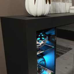 Rackhams Exclusive 164cm Sideboard TV Unit Black Display Cabinet TV Stand Living Room with FREE LED - 164 cm - 1 - Black - thumbnail 4