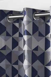"Rackhams Skandi Geometric Jacquard Fully Lined Eyelet Curtains - Silver - 46 x 90""" - thumbnail 3
