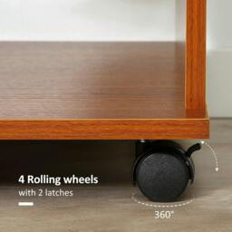 Rackhams Open Wardrobe on Wheels, Bedroom Wardrobe with Clothes Hanging Rail, 3 Storage Shelves, Mobile Garment Rack for Cloakroom, Hallway, Walnut - thumbnail 5