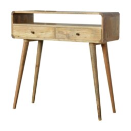 Rackhams Curved Oak-ish Console Table - thumbnail 1