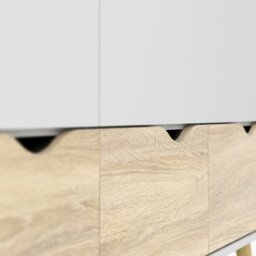 Rackhams Oslo Wardrobe 3 Doors 3 Drawers in White and Oak - White - Malemine - 1 - thumbnail 6