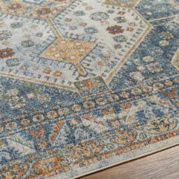 Rackhams Lillian-Washable Blue Brown Traditional Vintage Boho Rug - 66 x 115 cm - thumbnail 4